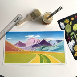 Commission accomplished . . . Lucy Tyrrells first commission was her depiction of a Lindis Pass photograph.